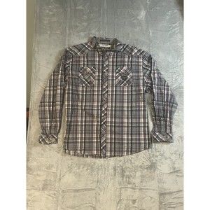 Trust‎ Akoo Men's Adult Sz 4XL Button Shirt Long Sleeve  Purple Plaid